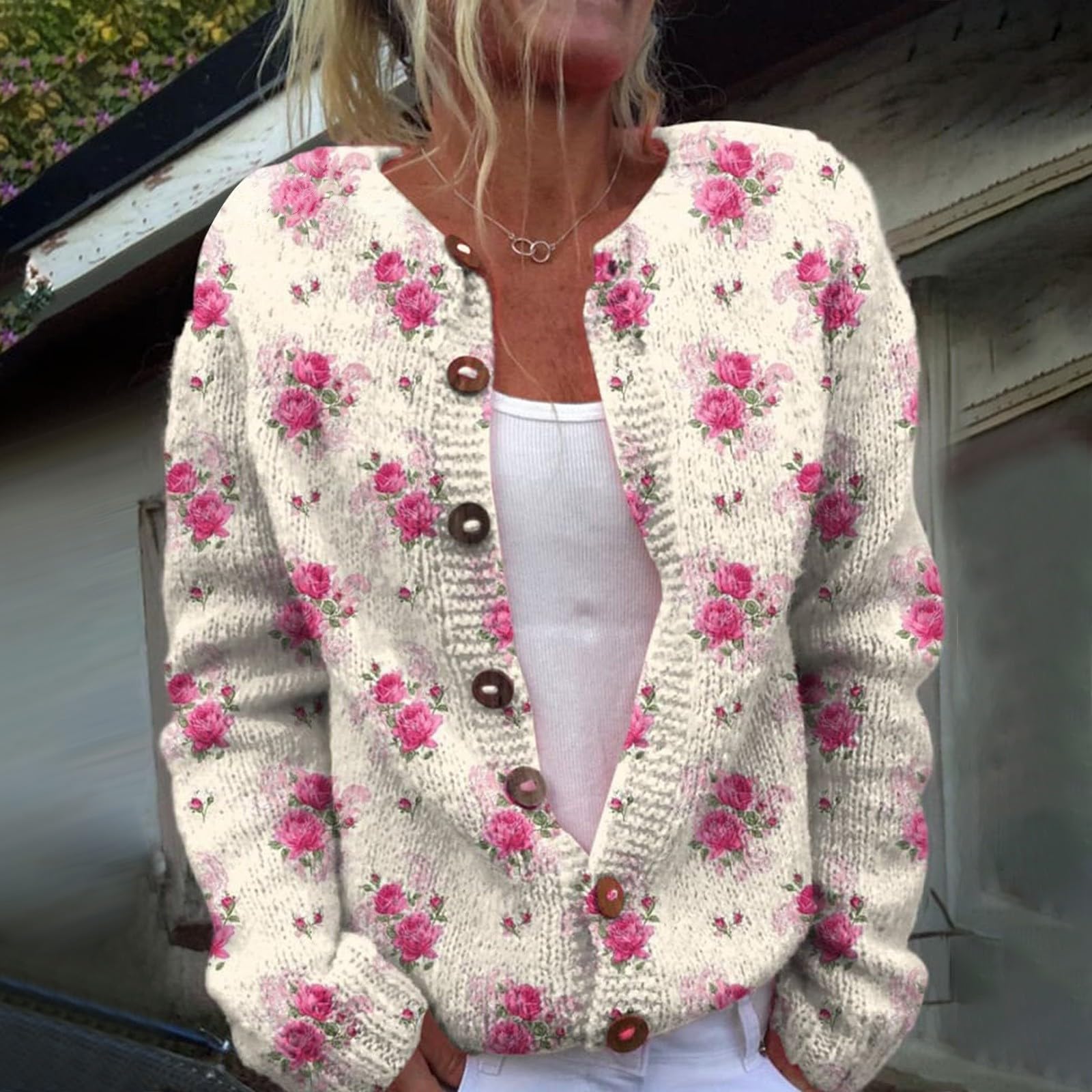 Generisch Cardigan corto da donna, a maniche lunghe, per l'autunno