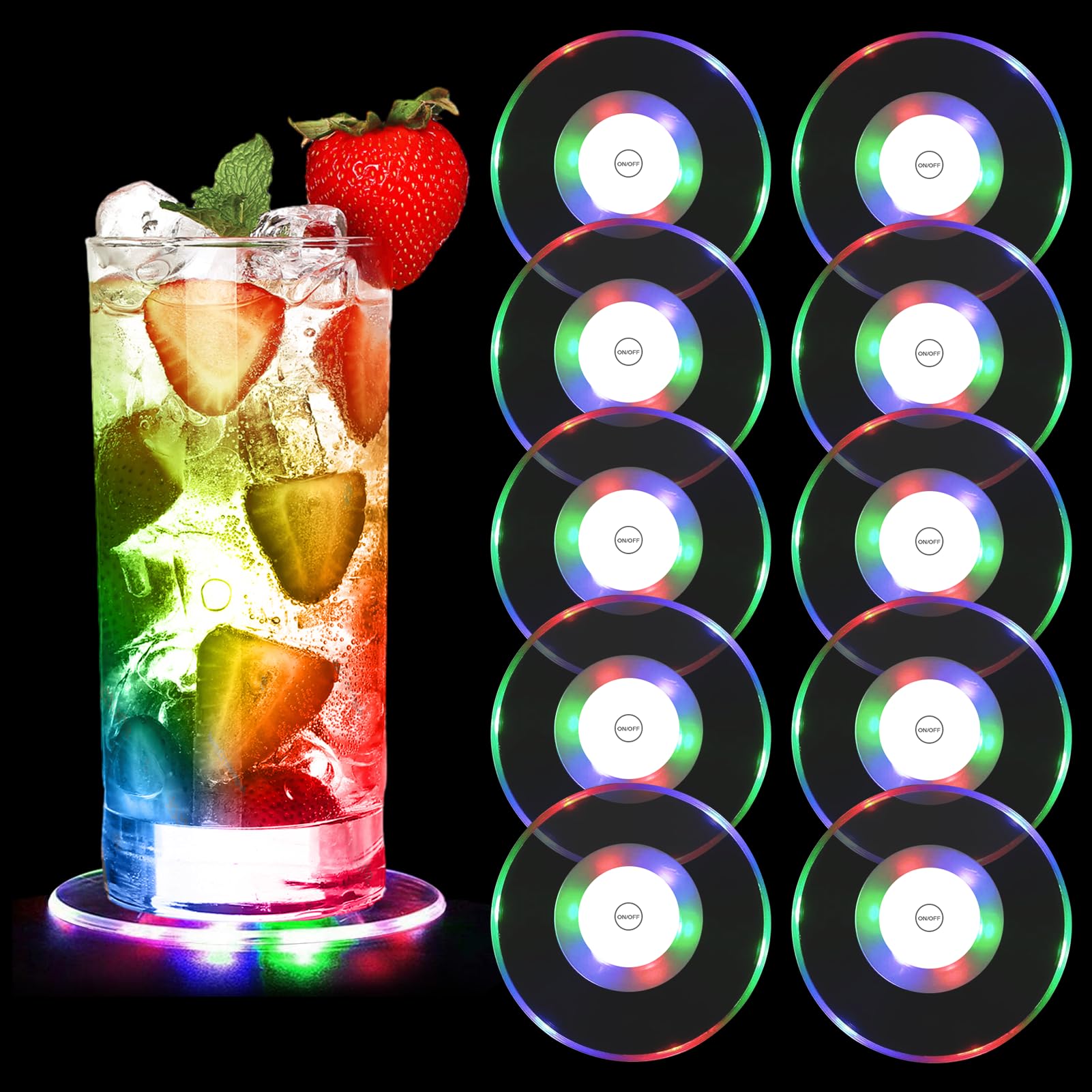 Sous-verres Led Lot De 6 Colorés – 3 Modes Lumineux, Acrylique étanche – Pour Verres, Fêtes, Bars (10x10 Cm) Verre Lumineux Sous-verres Led Lot De 6 Colorés – 3 Modes Lumineux, Acrylique étanche – Pour Verres, Fêtes, Bars (10x10 Cm) Verre Lumineux