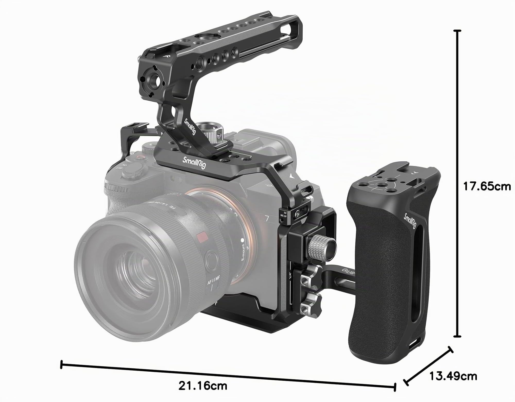 SMALLRIG HawkLock Cage à Dégagement Rapide pour Sony Alpha 7 V/7R V/7 IV/7S III/1/7R IV, Poignée Supérieure et Latérale, Serre-Câble - 3669D
