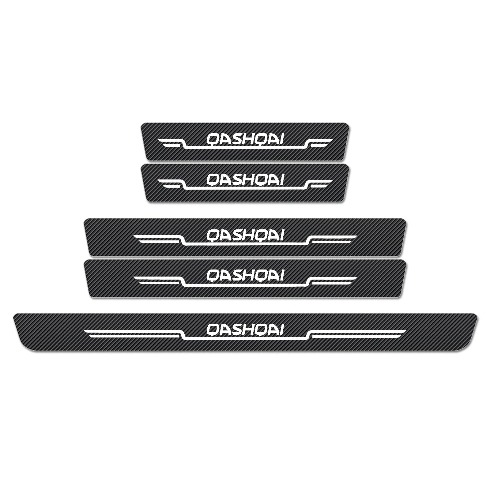 WXH97F Car Door Sill Protector Scuff Plates for Nissan Qashqai, Carbon Fibre Effect Door Step Guard, Rear Boot Bumper Strip, Self-Adhesive Anti-Scratch Protection Sticker
