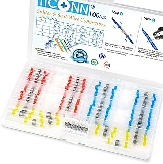 TICONN 100 Pcs Solder Seal Wire Connectors, Heat Shrink Butt Connectors, Waterproof and Insulated Electrical Wire Terminals, Butt Splice (100PCS)