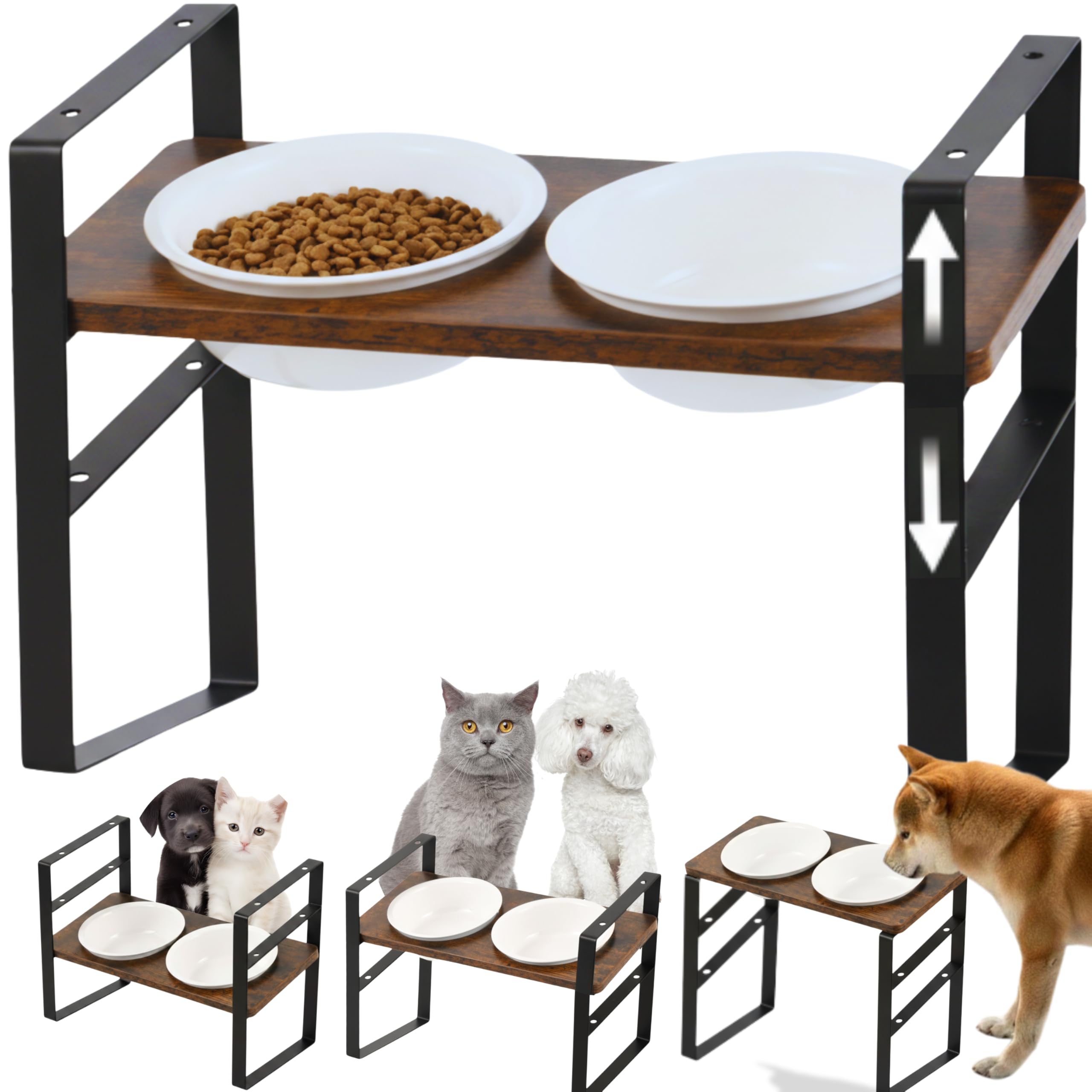 Amazon | All hanabi【高さ3段階調整・買替え不要】猫 餌台 犬 えさ台