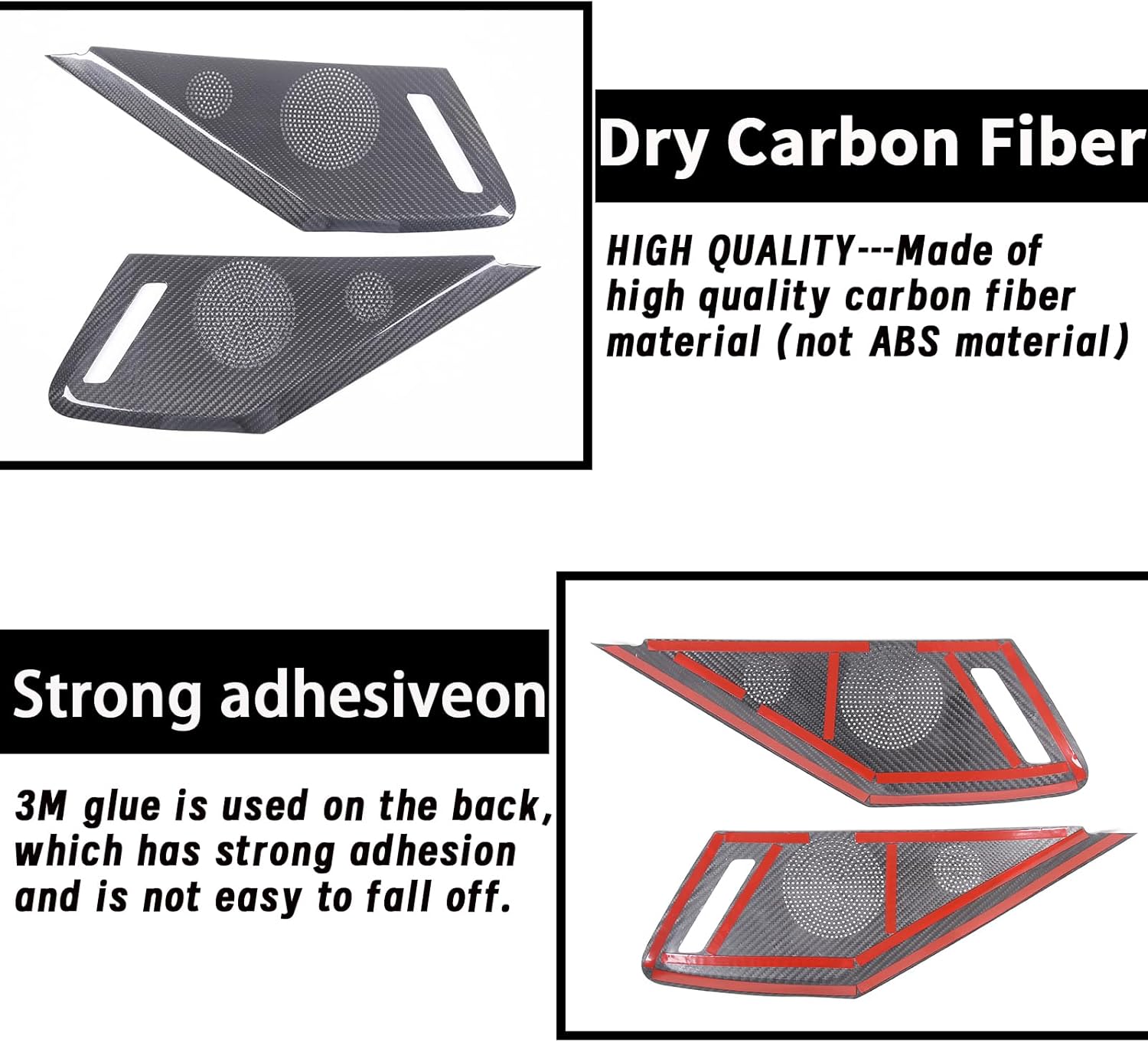 Car Side Door Speaker Cover Trim Compatible with Chevrolet Corvette C8 2LT 3LT 2020-2023 Real Carbon Fiber 2PCS,C8 Interior Door Trumpet Grille Cover Trim Accessories (Black Carbon)
