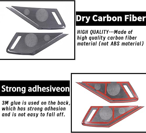Miniatura 3 de Cubierta de altavoz de puerta lateral de automóvil compatible con Chevrolet Corvette C8 2LT 3LT 2020-2023 fibra de carbono real, 2 piezas,