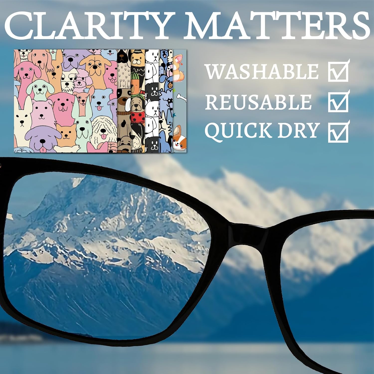CREATCABIN 6Pcs Glasses Cleaning Cloth Microfiber Lens Cleaning Cloths Reusable Dog Glasses Cleaner Wipes Soft Microfiber Eyeglass for Camera Laptops Screens Cell Phone 6x6Inch image 4