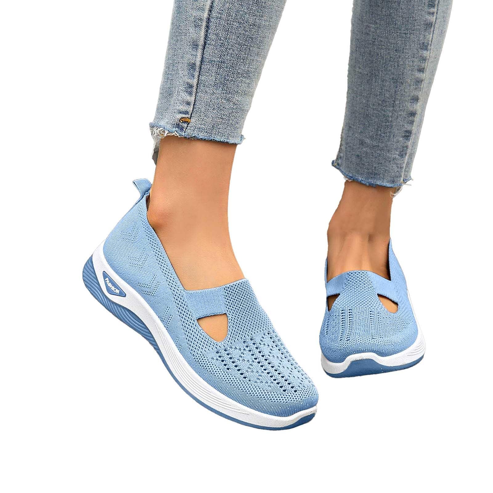 Scarpe Ortopediche Donna Estive Scarpe Comode Senza Lacci Sneakers Pianta Larga Slip On da Corsa Camminare Ginnastica Morbida Traspiranti Antiscivolo Diabetici Sanitarie