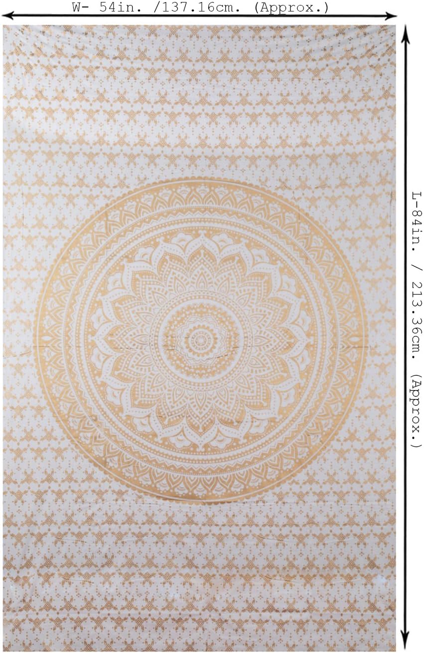 RAJRANG Mandala Tapestry Wall Hanging Cotton Boho Ombre Hippie Decorative Cloth for Bedroom Living Room Twin 137x213 cm - Image 5