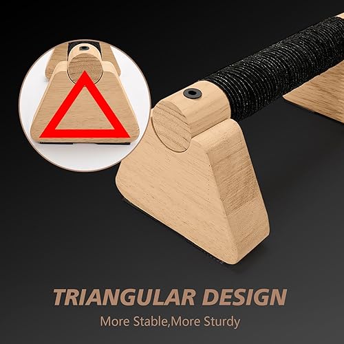 Miniatura 2 de Parallettes Bars - Equipo de calistenia de madera para entrenamiento de pie, barras de empuje y barra de calistenia - Bloques de mano y asas de