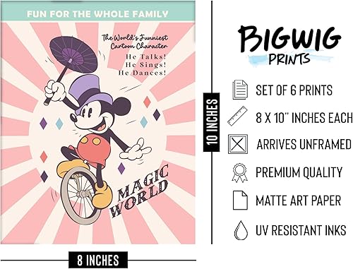 Vista 25 de BigWig Prints Decoración de pared de Mickey Mouse – Citas artísticas de pared de Mickey Mouse, imágenes de decoración de guardería, póster Cita