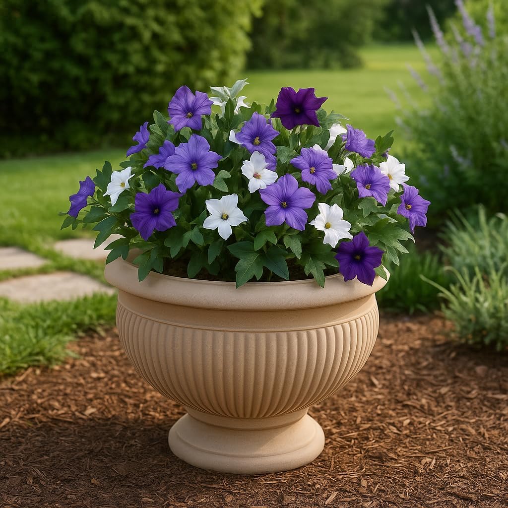 Artificial Fake Flowers for Outdoors Decoration, 2 PCS Faux Petunias Flowers Plants UV Resistant Silk for Porch Patio Yard Garden Home Indoor Decor