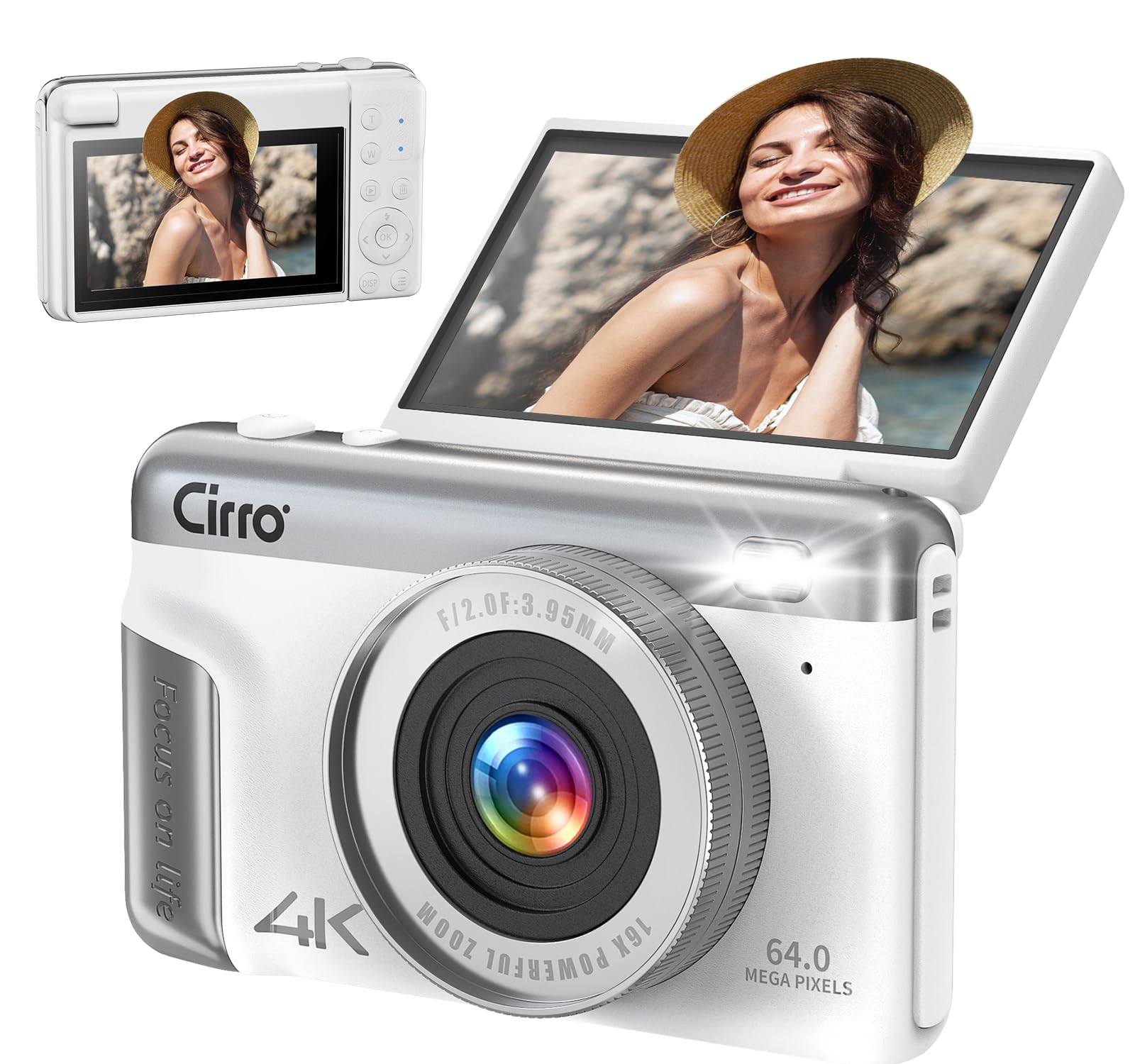 Native 4K Digital Camera Real 21MP CMOS 64MP Images| 3" Flip Screen Vlogging Camera with Built-in Microphone | 16 Retro Filters | Macro & Wide-Angle Lens Support | 32GB&OTG Included-picture-21