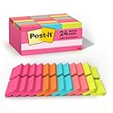 Mini Notes, 1 3/8 x 1 7/8 in, 24 Pads, America's #1 Favorite Sticky Notes, Poptimistic Post-it Notes, Aqua Blue, Vital Orange, Neon Green, Guava Pink