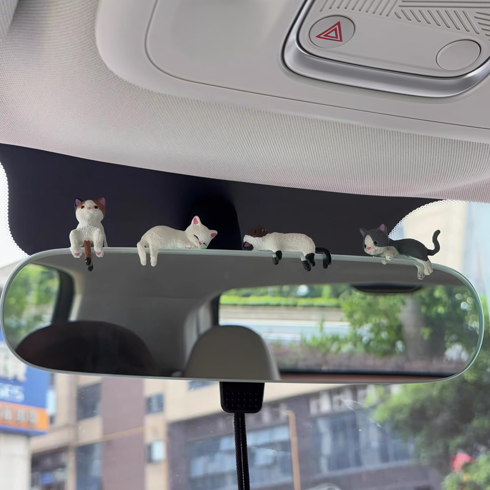 Kiofs 12 Pcs Cat Car Decor Dashboard Accessories, Mini Cat Figurines Cute Car Rear View Mirror Gifts, Funny Computer Monitor Desk Decorations for Women Girl view 7