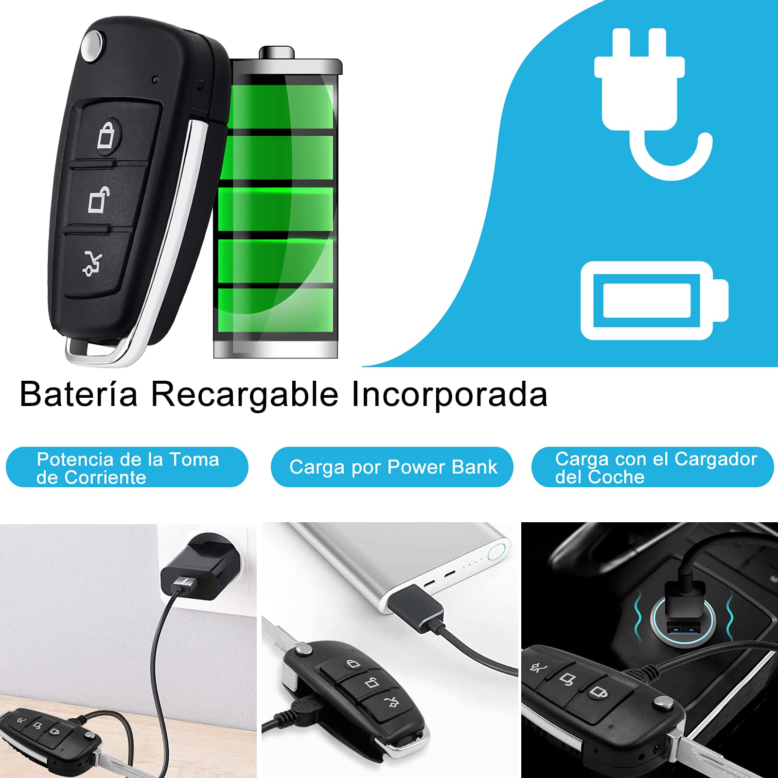 Mini Cámara Espía, Camara Oculta Llave de Coche, Camaras Espias Camufladas Llavero 1080P HD, Cámara de Seguridad Visión Nocturna Detección de Movimiento