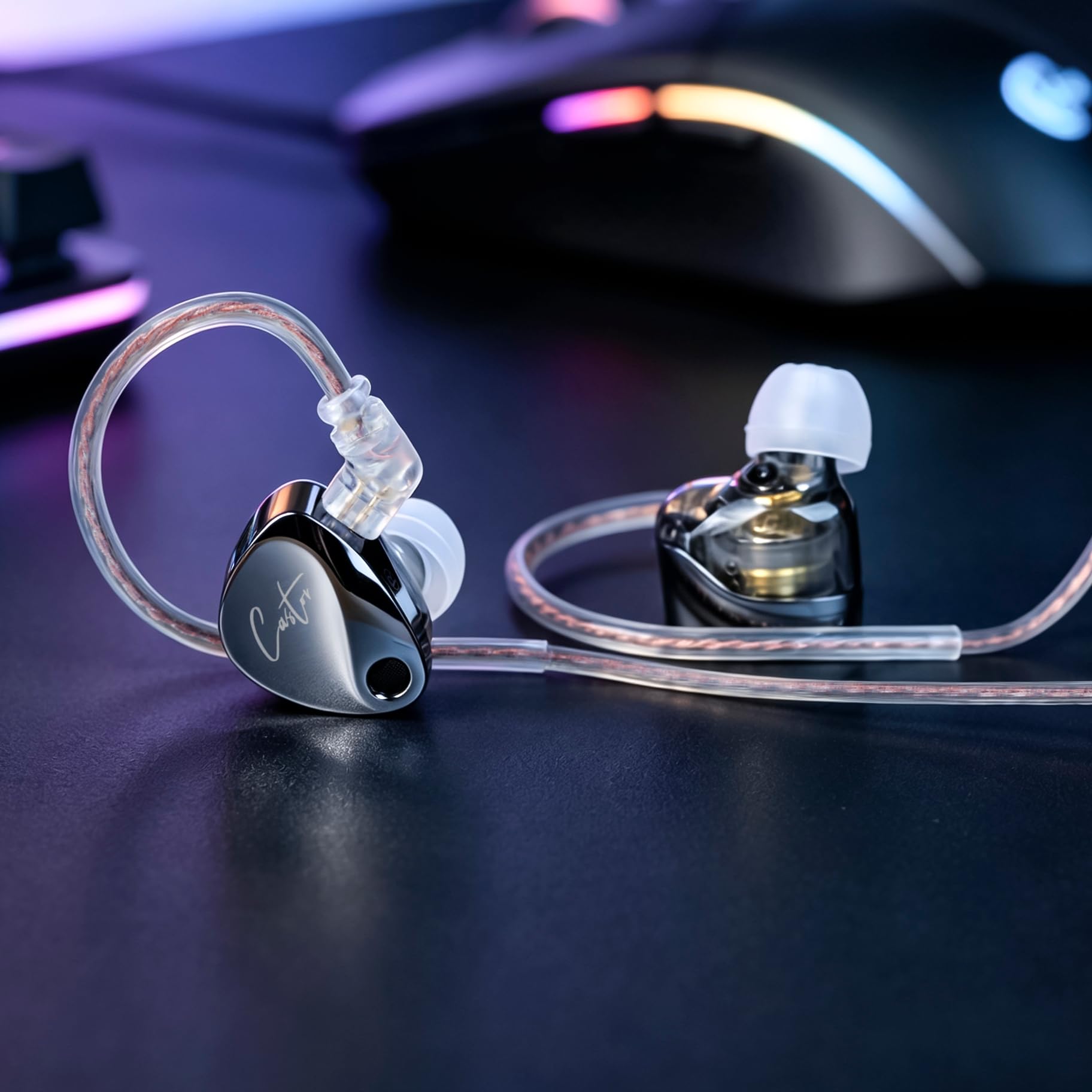 KZ Castor - Monitor intraural Harman Bass Edition IEM con controladores dinámicos duales, auriculares con cable sintonizable y ajuste de 4 niveles