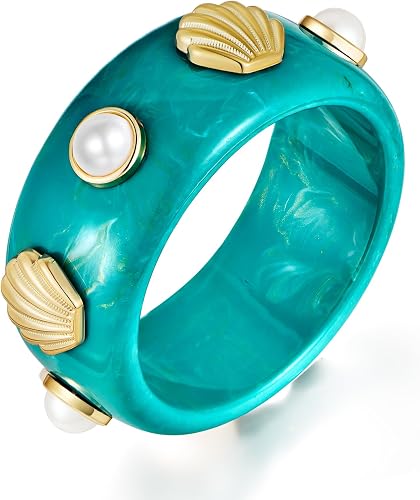HUAYUNFANG Colorful Seashell Acrylic Resin Bracelet for Women