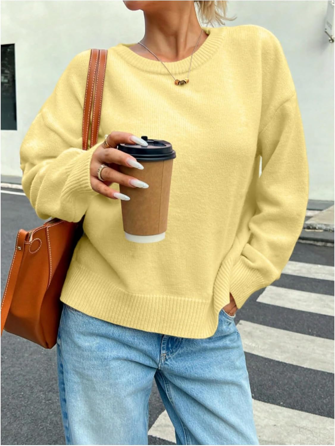 SOLY HUX Women's Oversized Sweater Long Sleeve Crewneck Cute Pullover Knit Tops Casual Trendy Fall Winter Clothing - Image 3