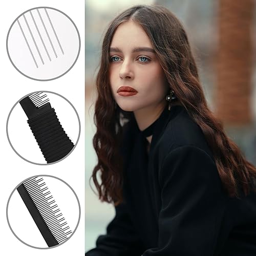 Miniatura 4 de 2 peines de carbono negro para levantar el pelo, de doble cabeza, herramienta de peine de cola de rata para cabello grueso, fino y fino, esponjoso y