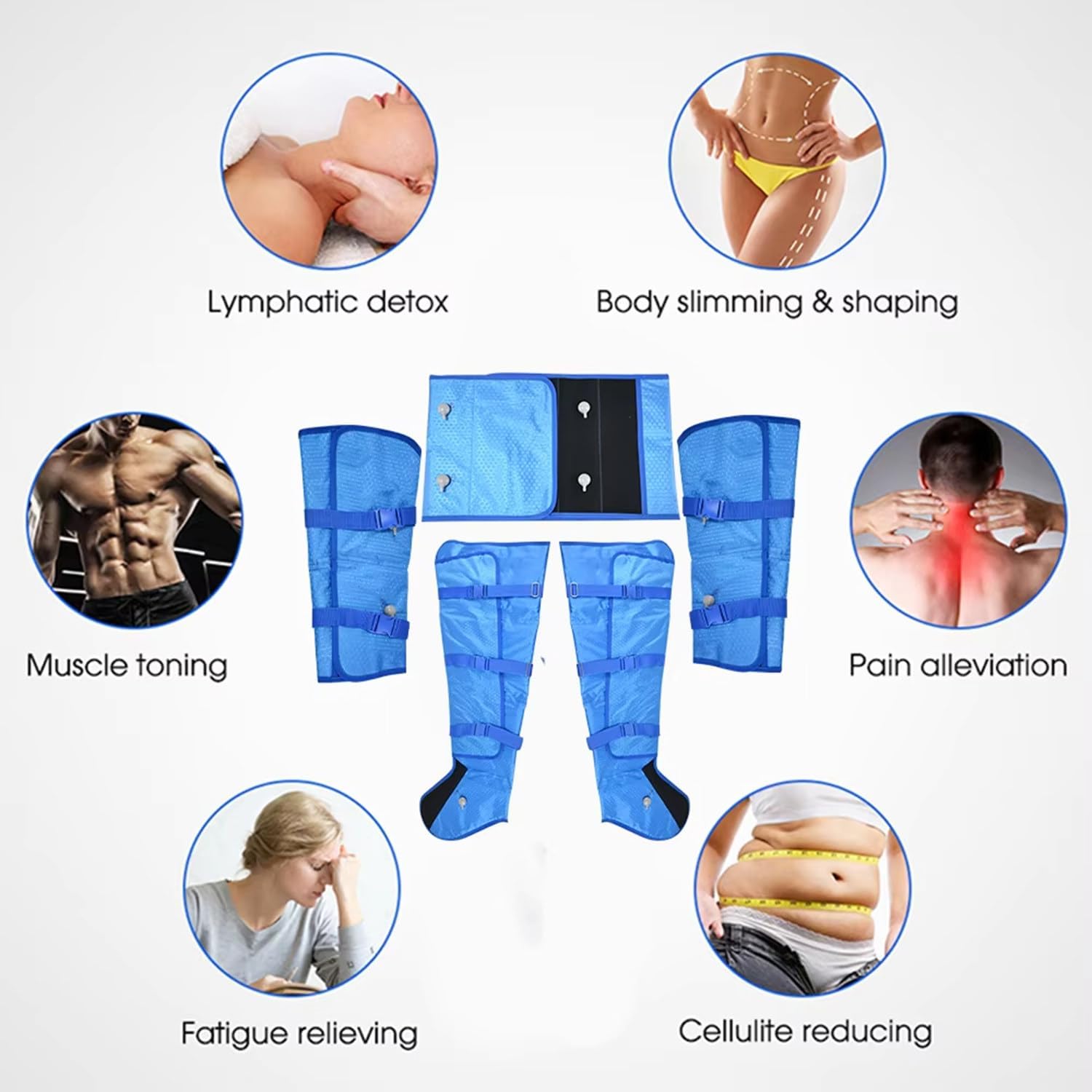 Botas Presoterapia Profesionales, Presoterapia Piernas y Abdomen para Casa | Máquina Profesional con Compresión de Aire para Piernas y Abdomen, Drenaje Linfático, Masaje Ajustable y Uso Cómodo en Casa