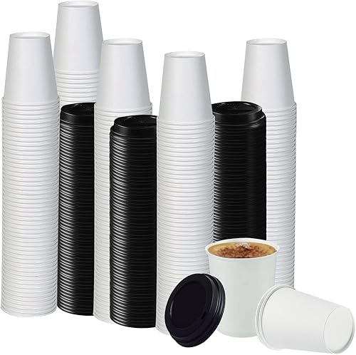 Vista 30 de Smygoods Tapas de taza de café, tapa de cúpula para tazas de 10/24 onzas, vasos de papel, color negro, 50 unidades [no incluye tazas] Tapas negras