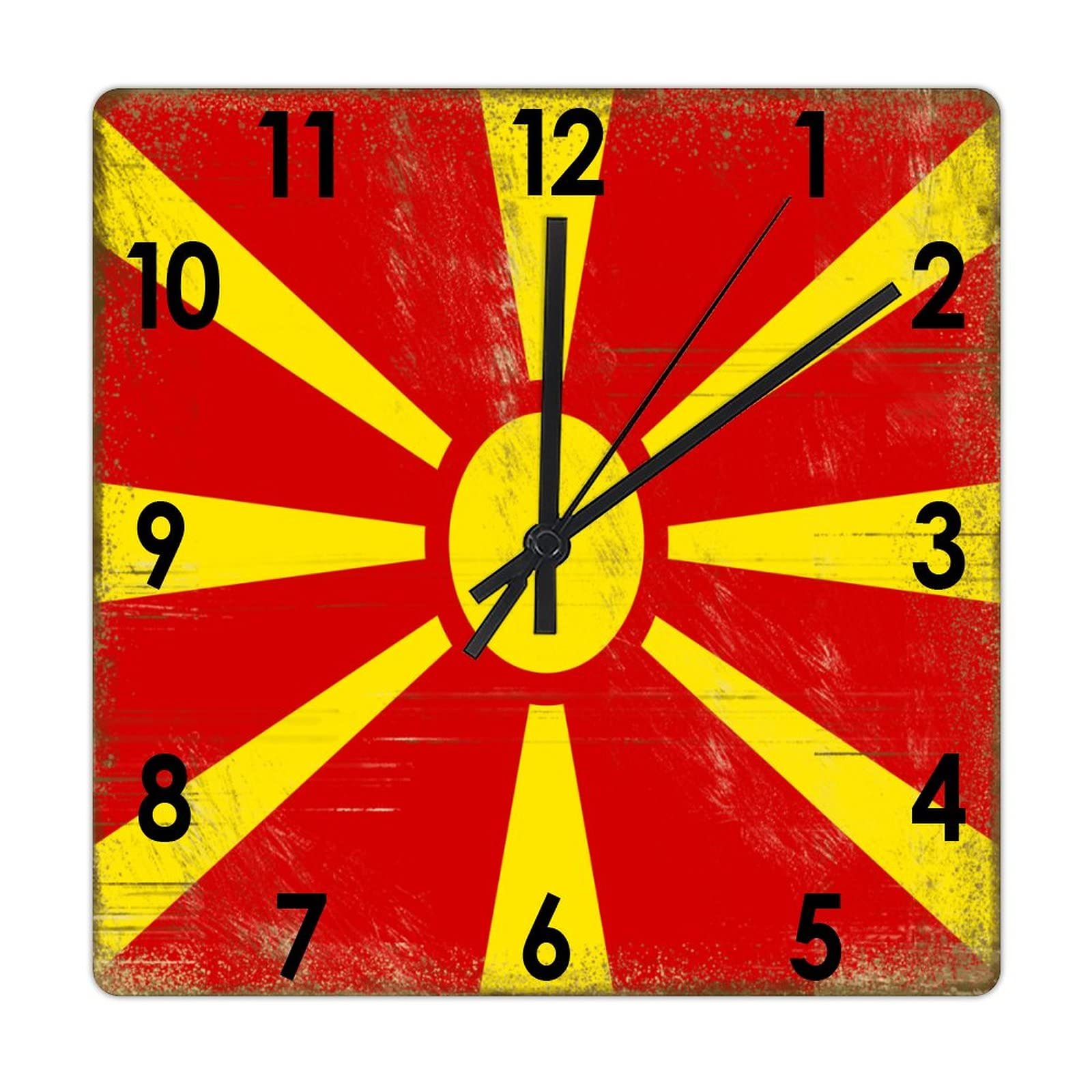 Horloge murale en bois design drapeau Macédoine de qualité