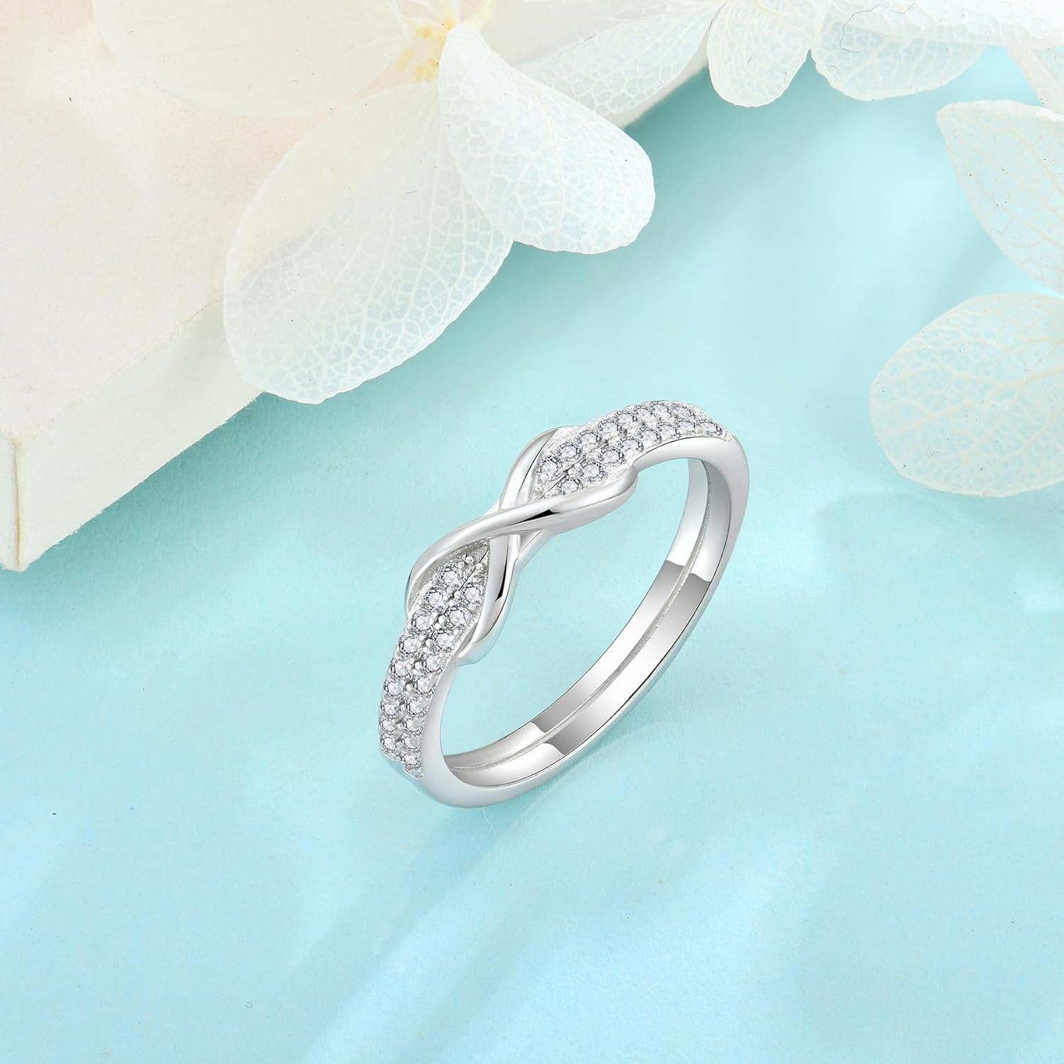 Infinity Promise Rings for Her 925 Sterling Silver Cubic Zirconia Wedding Engagement Eternity Ring Size 5-10 - Image 4