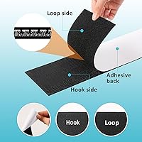 Vista 3 de Cinta de gancho y bucle negra resistente de 4.4'' × 16.5 pies, evita que los cojines del sofá se deslicen o se vuelen en exteriores, para colgar