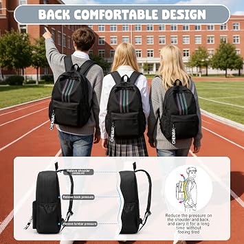 School Backpack Womens Men Rucksack School Book Bags Black for Girls Boys