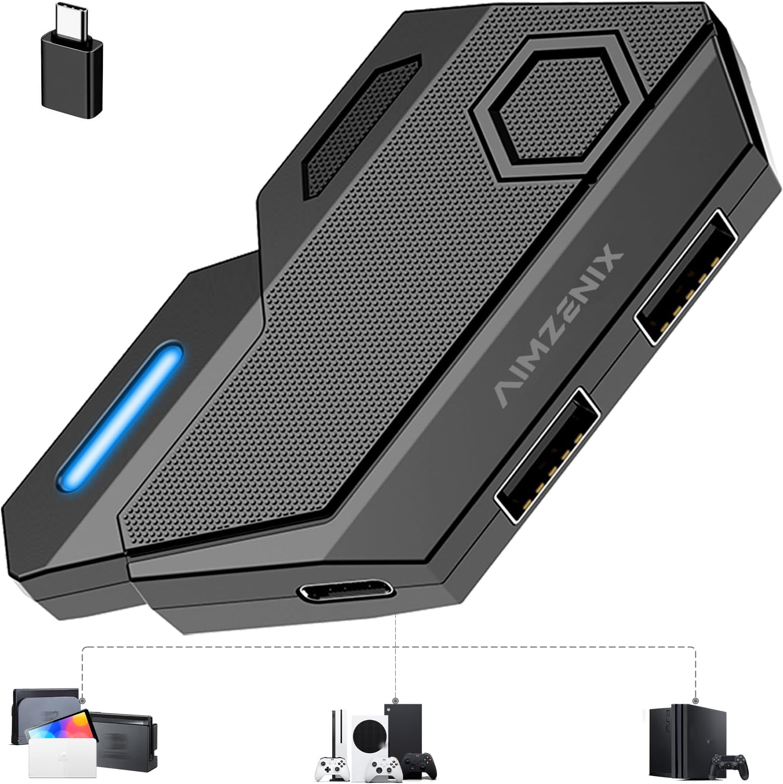 Joso Keyboard and Mouse Adapter - USB Adapter for Xbox Series X/S, Xbox One, PS4, NS Switch - Keyboard and Mouse Converter with Custom Mapping