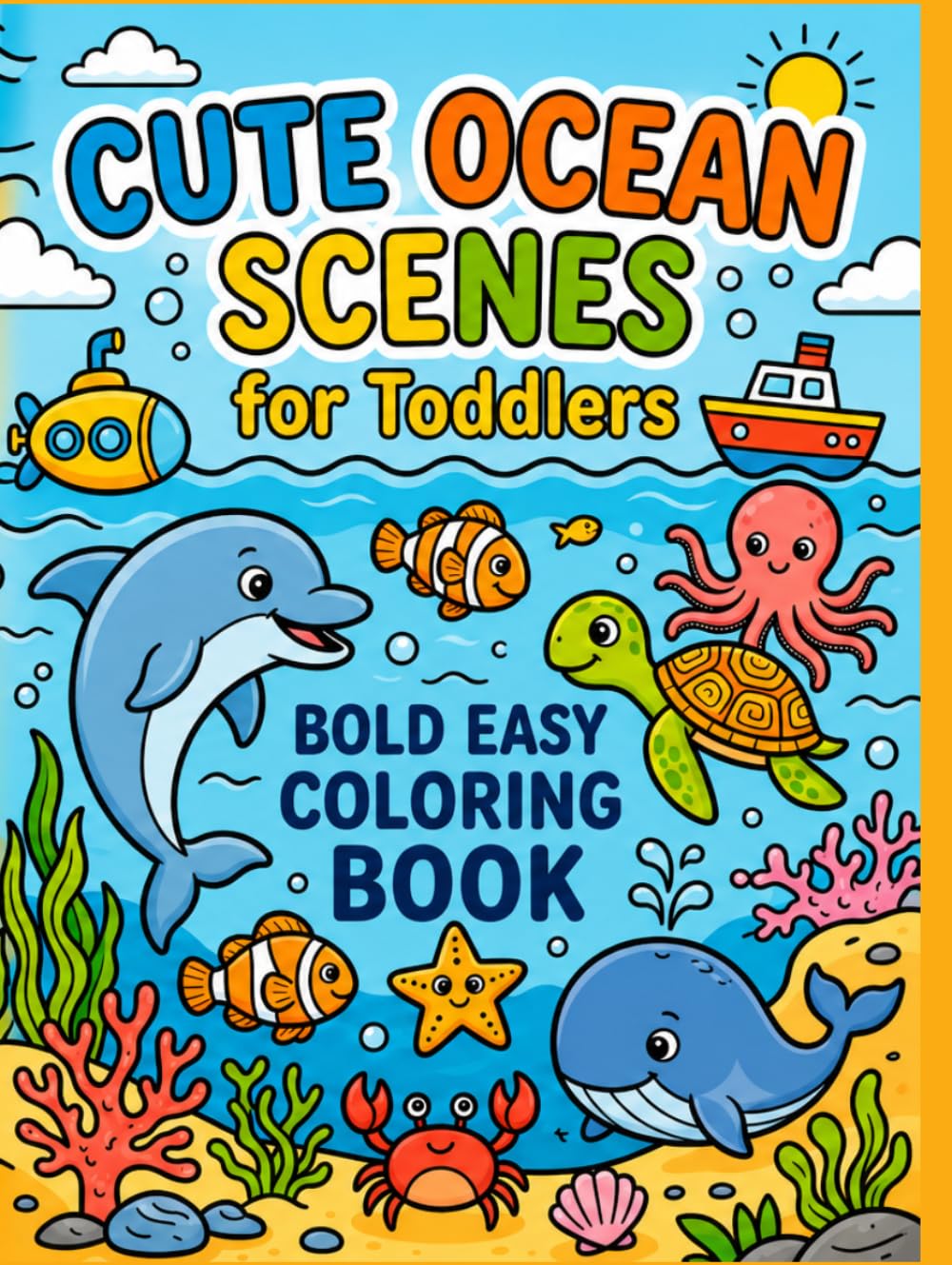 Cute Ocean Scenes for Toddlers: Bold and Easy Coloring Book for Ages 2–5