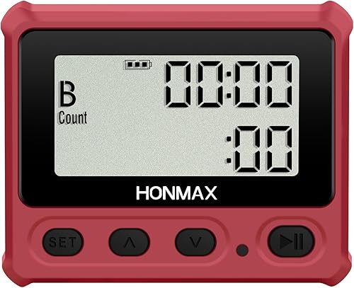 Miniatura 7 de Temporizador de intervalo digital, cronómetro con luz de fondo, reloj recargable USB-C, rojo