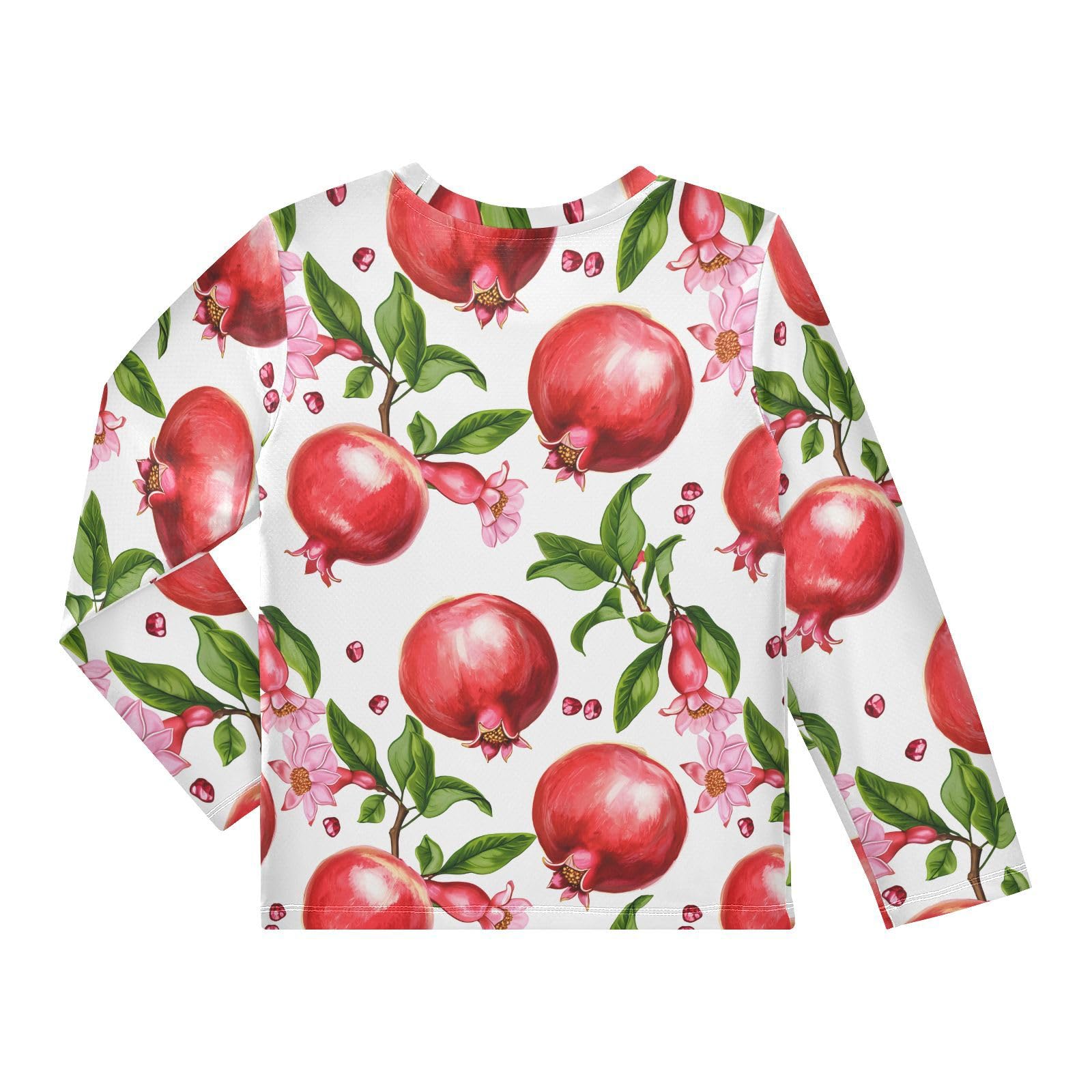 DOMIKING Pomegranate Flower Branch White Boys Long Sleeve Rashguard Shirt Kids Quick Dry Swim Shirt for Kids Toddlers 9-10T