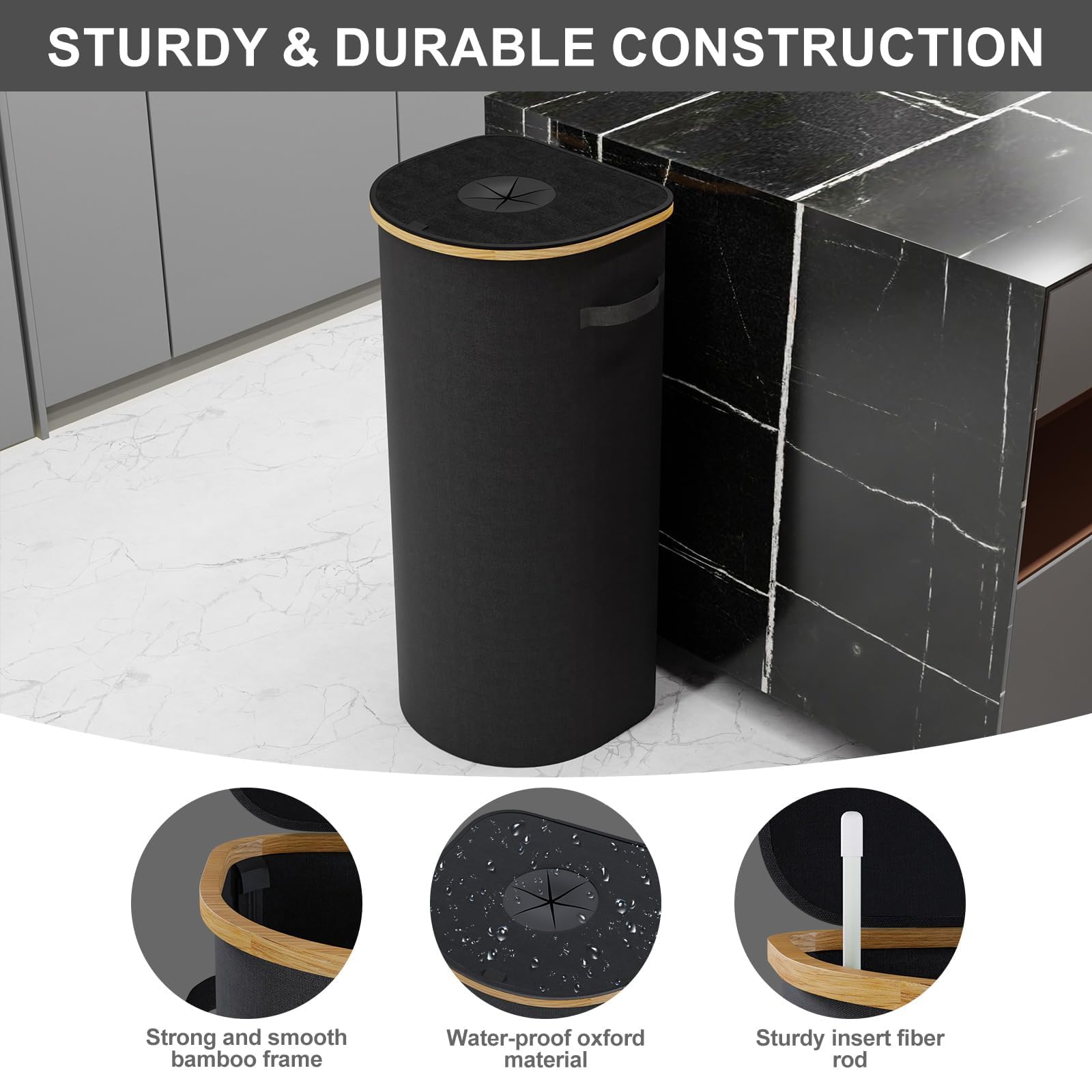Pojemnik na Odpady 120 l z Pokrywą i Wewnętrznym workiem,Duży Pojemnik do Recyklingu z Pokrywą,Duży Pojemnik na Odpady Kuchenne,Składany kosz na Brudną Bieliznę,Pojemnik do Recyklingu Butelek