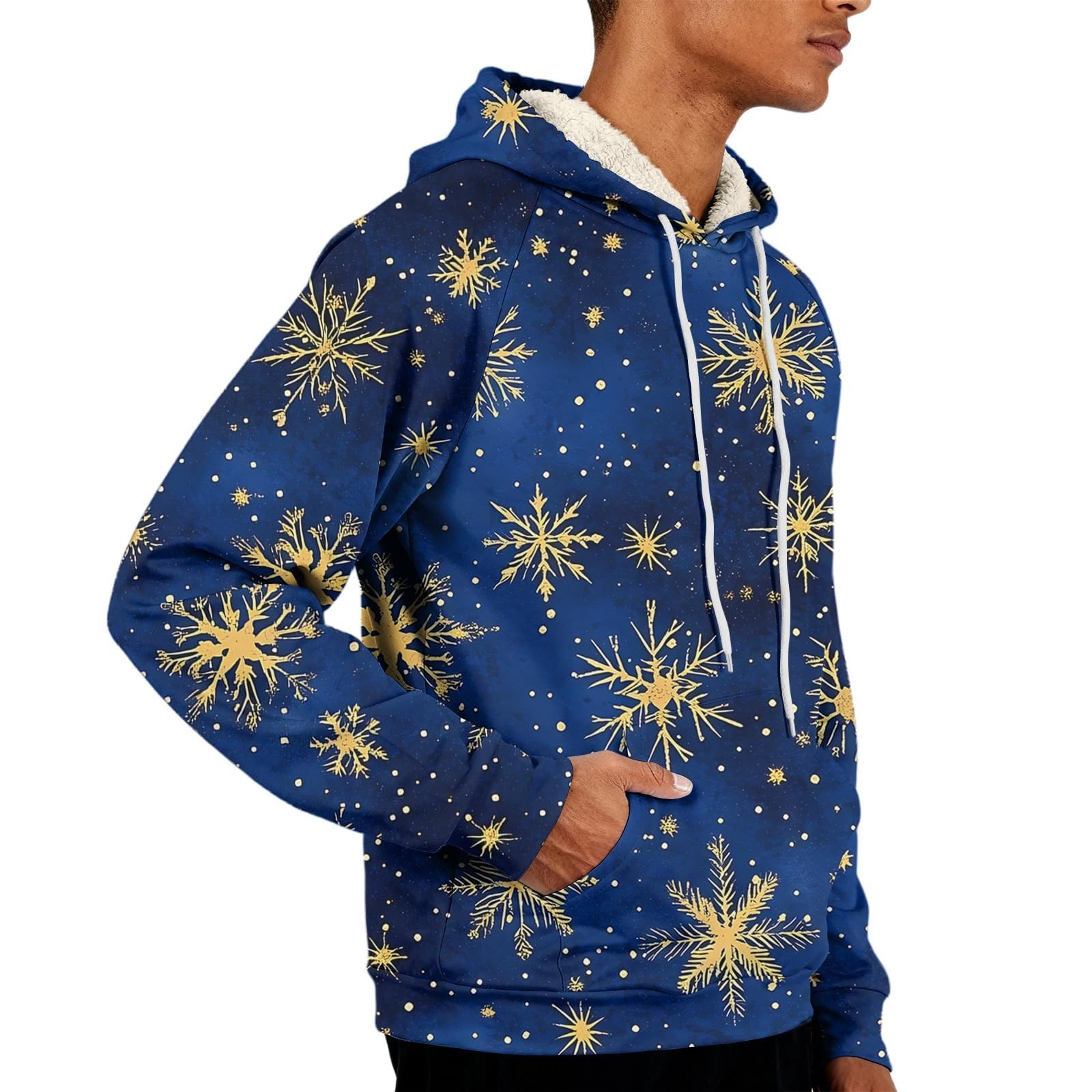 Sudadera con capucha con forro polar para hombre, diseño de árbol de Navidad, Papá Noel, cálido, manga larga, suéter, novedad, disfraces navideños, ropa de vacaciones, incluye