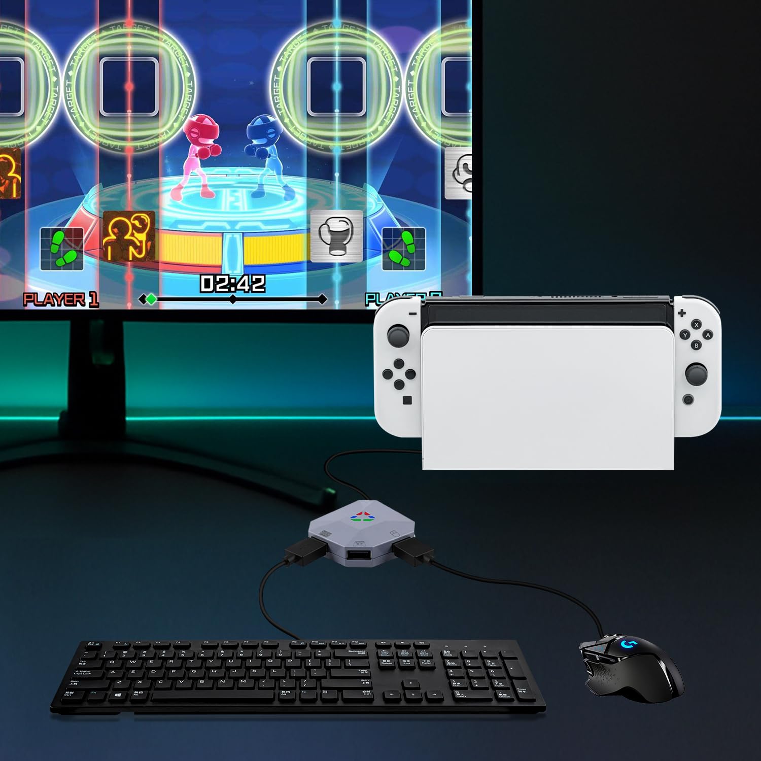 Mcbazel Tastatur und Maus Konverter für Switch, Unterstützt FPS-Gaming Kabelgebundener Tastatur-Maus-Adapter für Xbox One/S/X/Xbox Series S/X/Switch/PS4/PS3/PC - Schwarz, Nicht für Switch 2