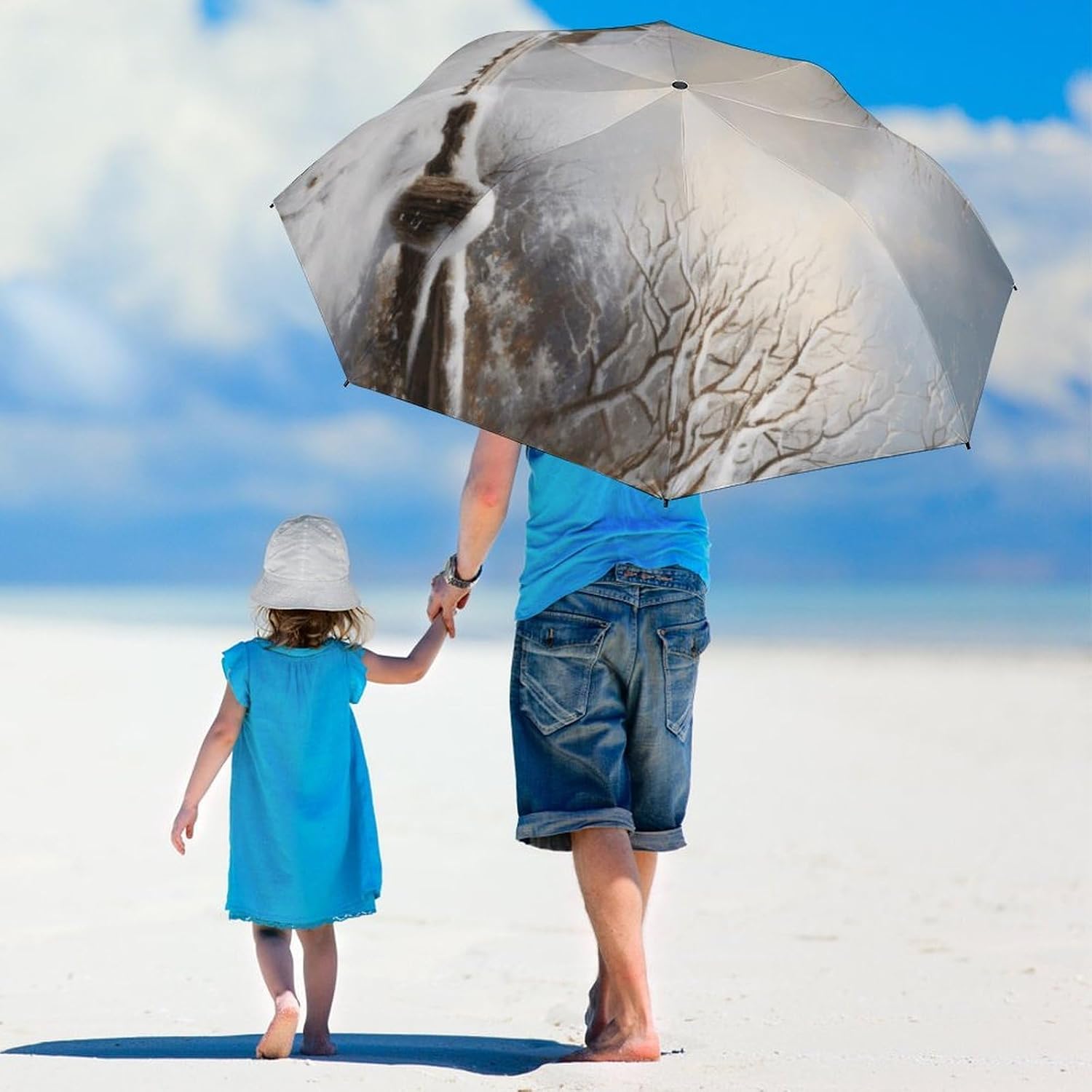 Snow Scene Umbrella Extra Large Folding, Travel Umbrella Windproof, Compact, Golf Umbrella With Unique Patterns, Fashionable And Beautiful for Men And Women.