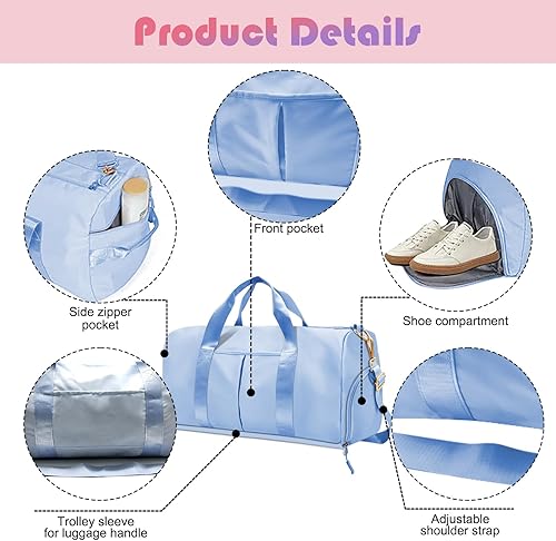 Miniatura 6 de Bolsa de gimnasio para mujeres y hombres, bolsa de lona para deportes, gimnasios y escapadas de fin de semana, bolsa de lona impermeable con