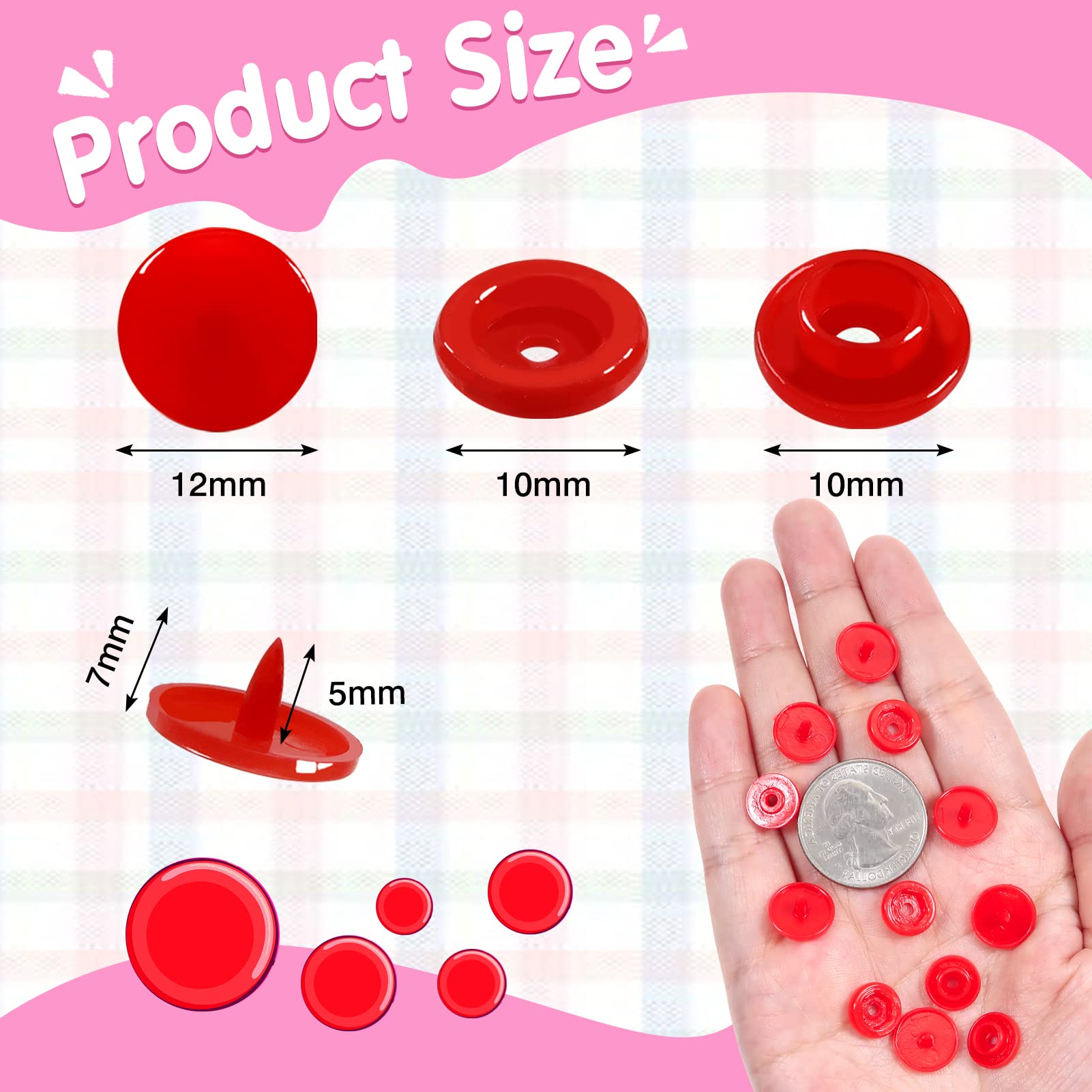 High-Q Bottone A Pressione Grande 22 Mm In Plastica – Rosso, Confezione Da 2/4/8, Maschio E Femmina