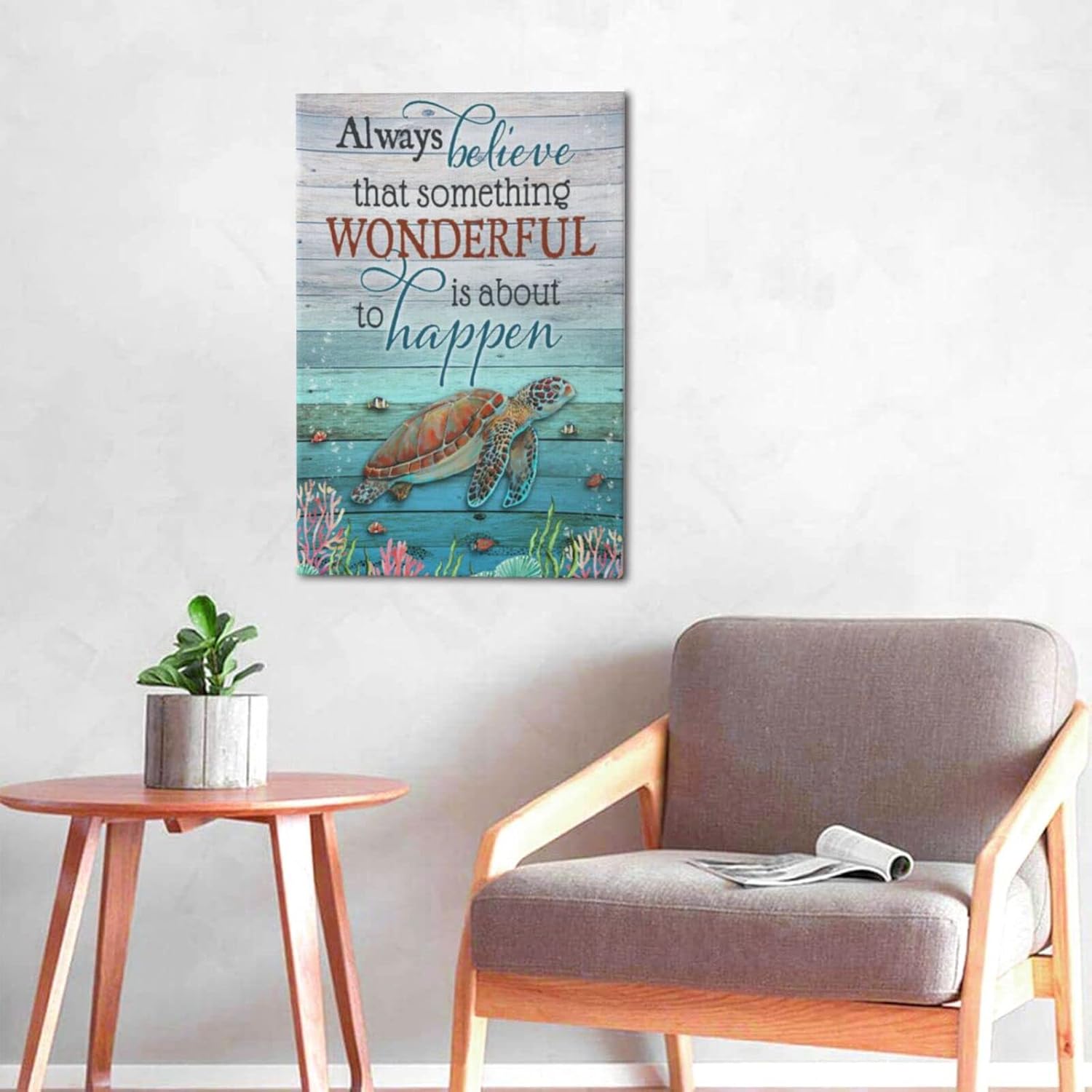 Bathroom Wall Decor Sea Turtle And Fish Ocean Sea Wall Art Ocean Decor Canvas Prints Nautical Bathroom Art Pictures Canvas Wall Art Decor Canvas Framed For Living Room Bedroom Ready To Hang 16x24 inch Sea Turtle And Fish 16x24 inch