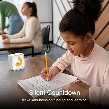 Conchstar Visual Timer for Kids - Silent Timer Analog 60-Minute Countdown for Classroom Learning, Teachers, Children with ADHD/Autism, Homeschooling (Orangefruit)