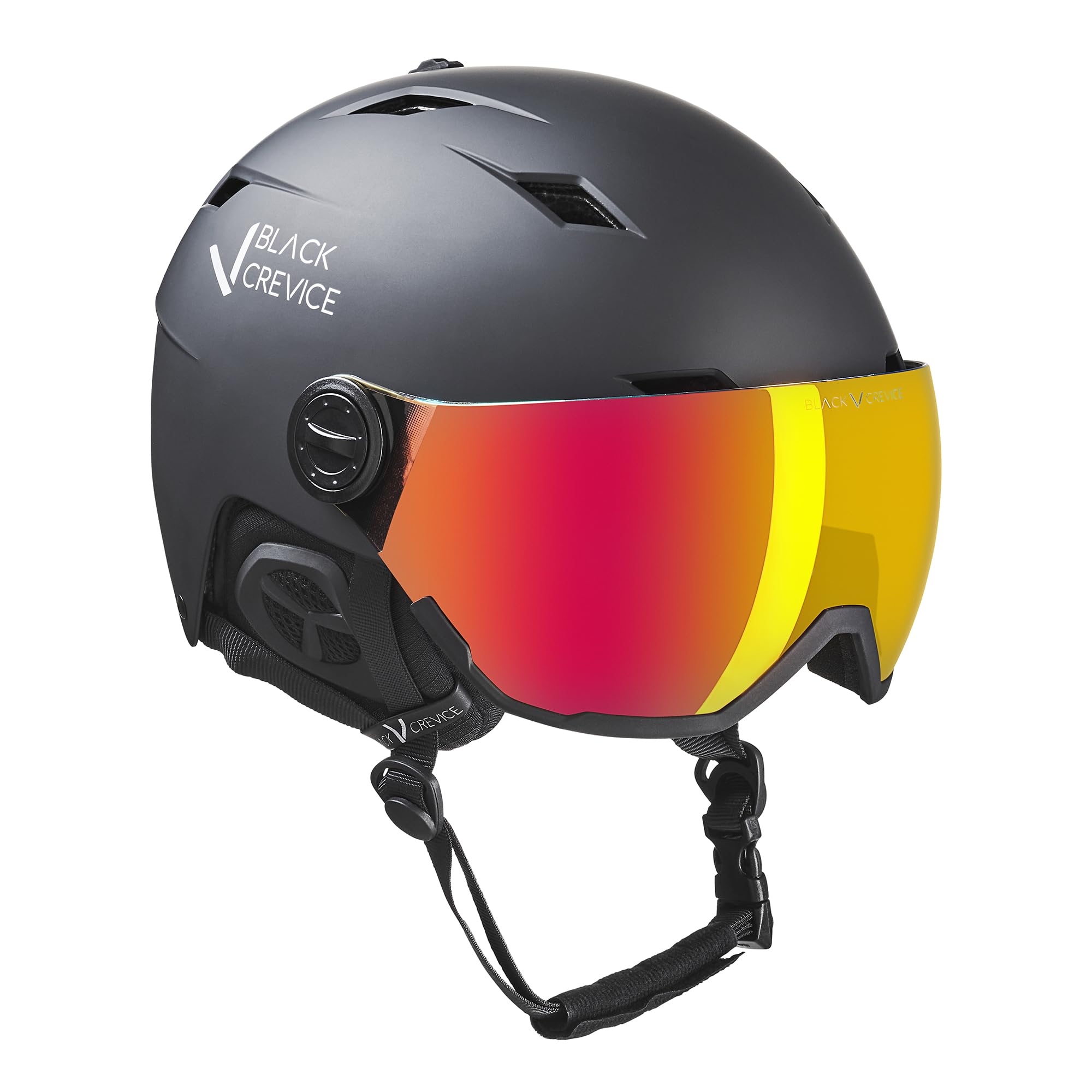 BLACK CREVICE Casco da sci con visiera Kirchberg, nero/argento, S (51-53 cm)