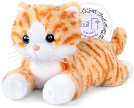 SuzziPals Orange Cat Plush, Kitten Heating Pad for Soothing & Relaxation