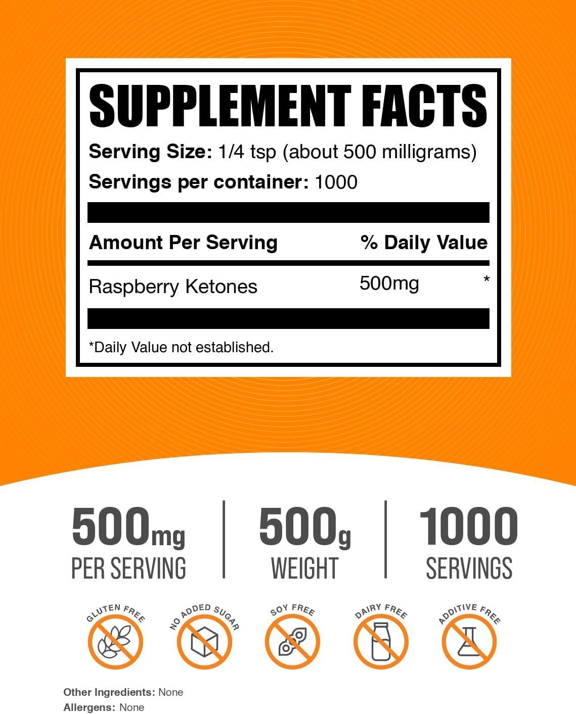 BulkSupplements.com Raspberry Ketones Powder - Raspberry Ketones Supplement, Antioxidant Source - for Energy Support, Gluten Free, 500mg per Serving, 500g (1.1 lbs) (Pack of 1)