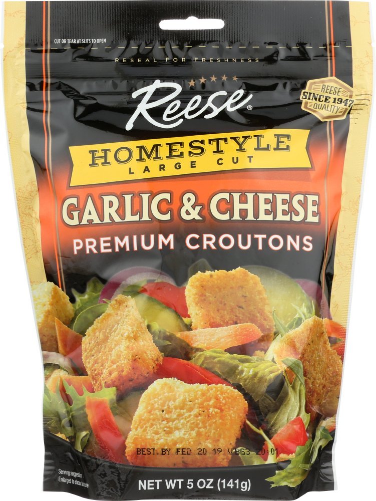 Reese Homestyle Garlic and Cheese Croutons, 5-Ounces (Pack of 12)