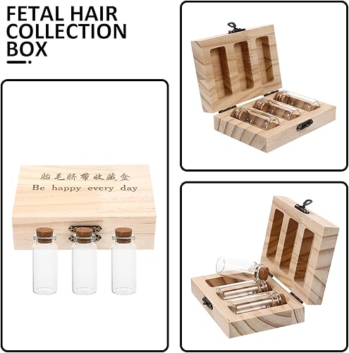 Miniatura 6 de IMIKEYA Caja Lanugo - Caja de madera para guardar el cordón umbilical, cajas de recuerdo para caja de dientes, caja de preservación del cordón