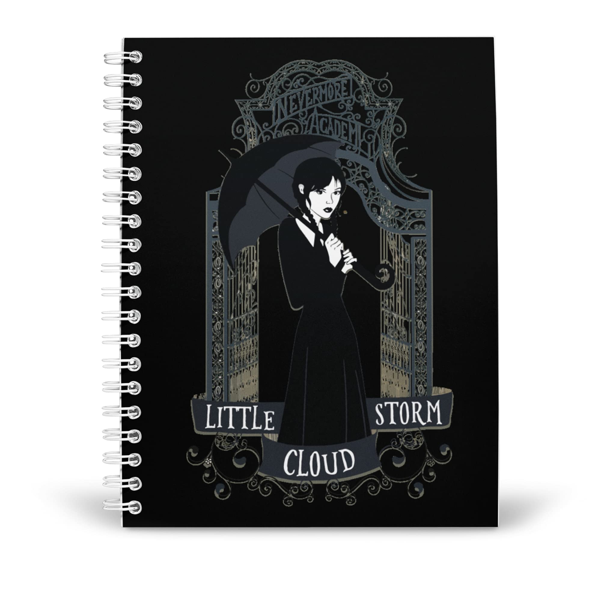 MOGUL Wednesday Addams Little Storm Cloud Wirebound Spiral A5 [5.8x8.3 Inch] Matte Finish Front and Back Graphic Print Classic Plain Notebook 120 Pages Style 6