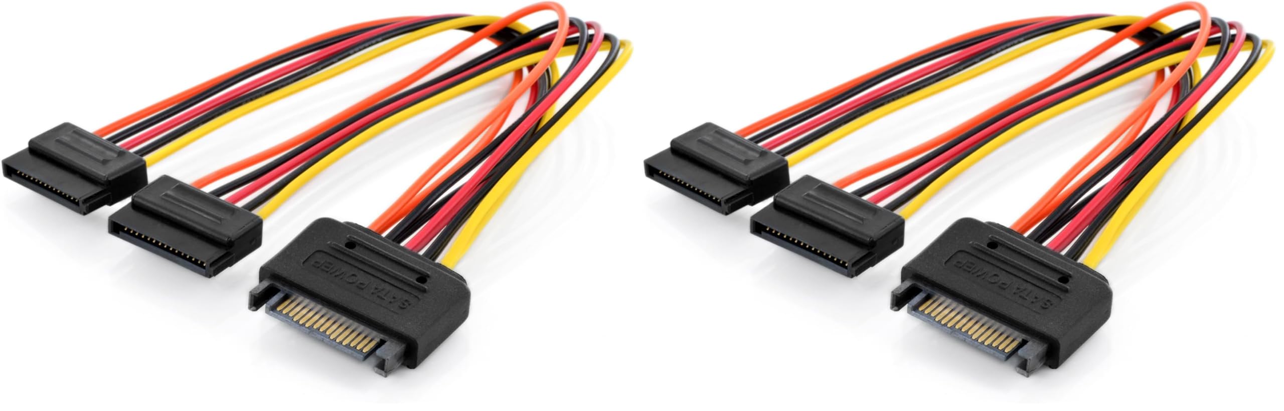 DIGITUS Assmann Electronic AK-430405-003-M Internes 0,3 m SATA 2 x 15-Pin SATA Stromkabel Schwarz, Rot, Gelb (Packung mit 2)