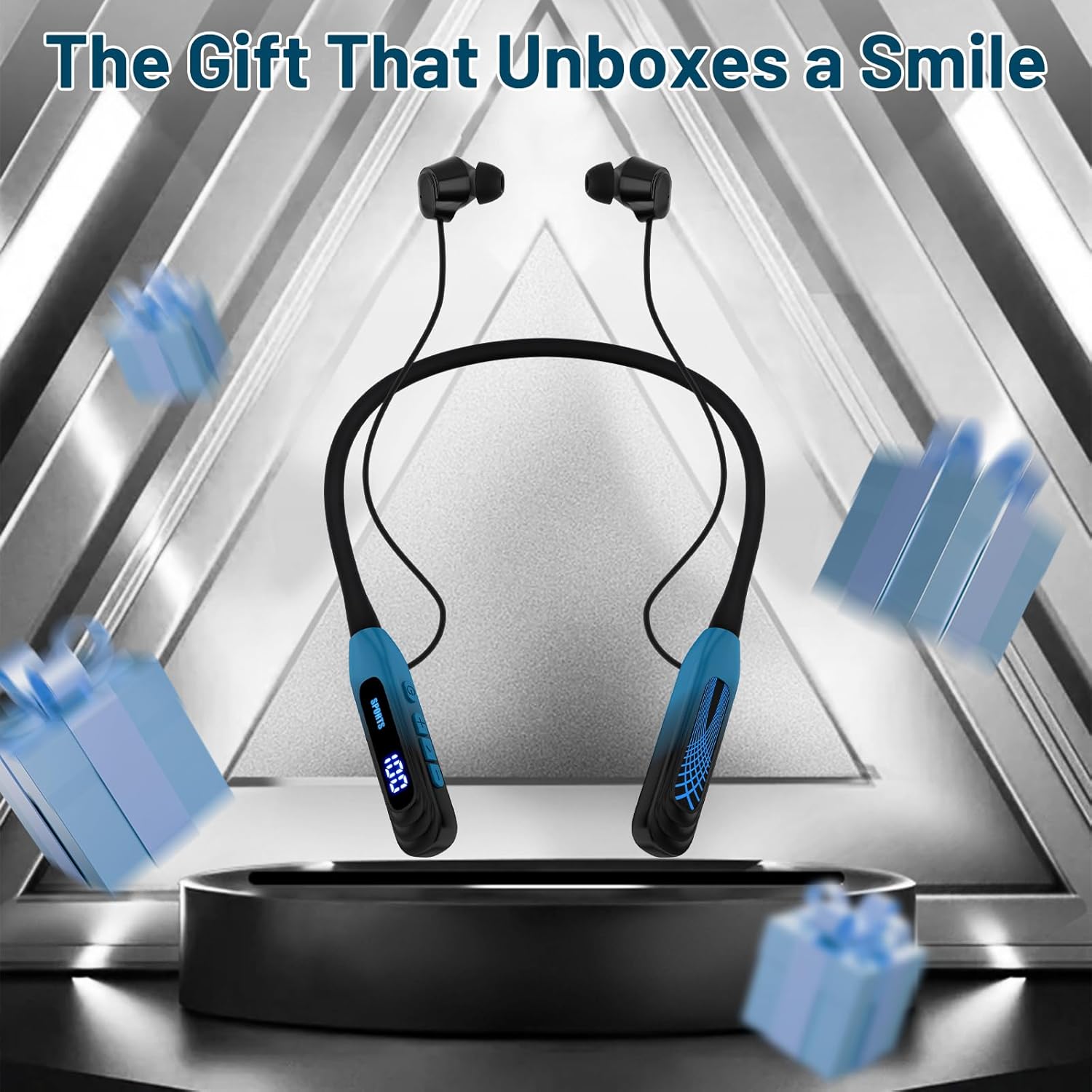 Neckband Bluetooth Headphones, 1000H Extra Battery Life with Display Magnetic Earphones,Wireless Stereo Earbuds with Microphone, Waterproof in-Ear Headset for Sports/Workout/Office (Cyan Green) - Image 9