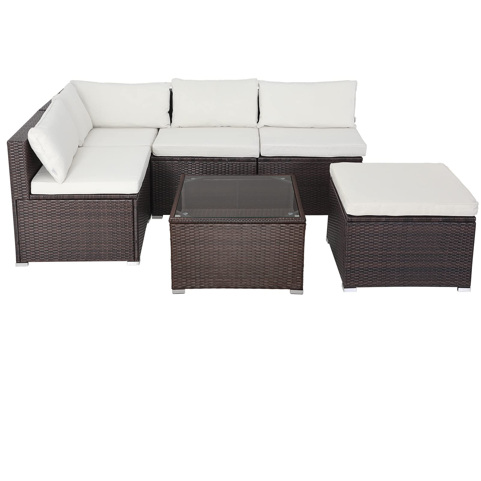 Casaria Set Salotto in Polyrattan XL Cuscini Imbottiti Tavolo in Vetro Resistente Mobili Giardino Salottino Angolo Ripiano Extra