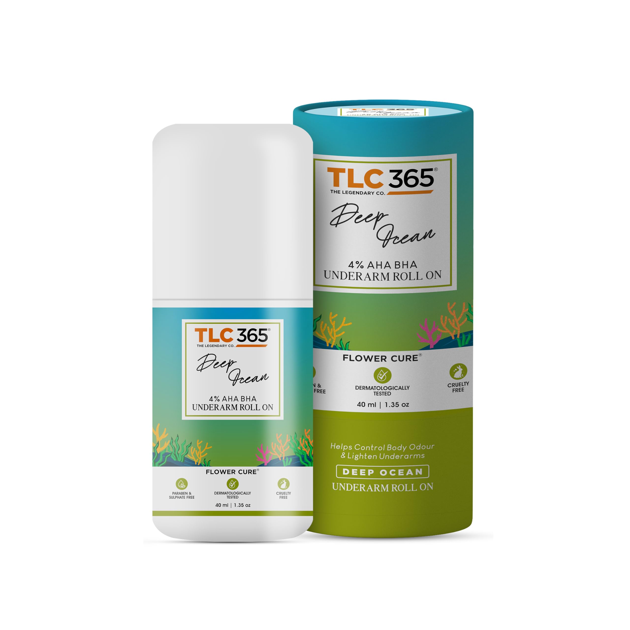 TLC365 Deep Ocean Underarm Roll On | 4% AHA BHA for Even Tone Skin